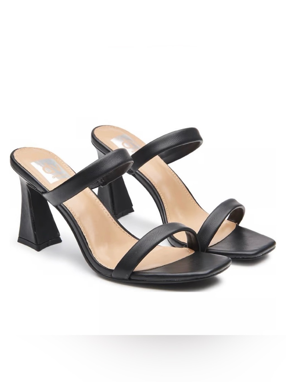 Dolce Vita Black Double-Strap Flared Block Heels